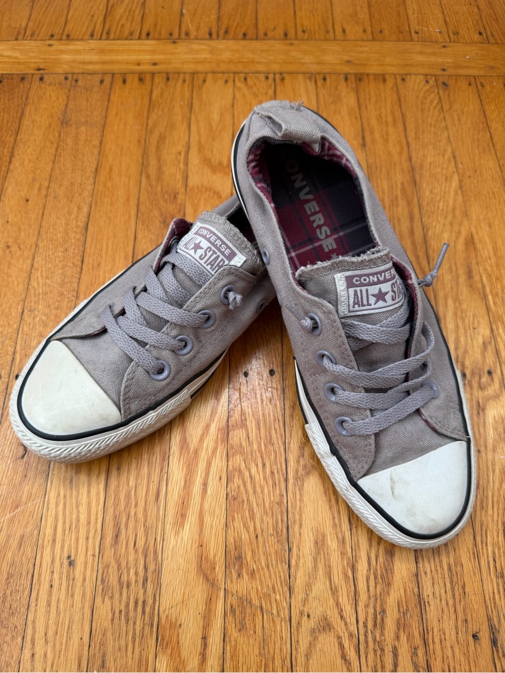 Converse Low-Top Canvas Sneakers in Gray with White Toe Cap